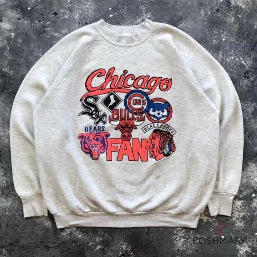 Chicago Sox Bulls Bears Logo Ash Color Sweatshirt Men Women Te105
